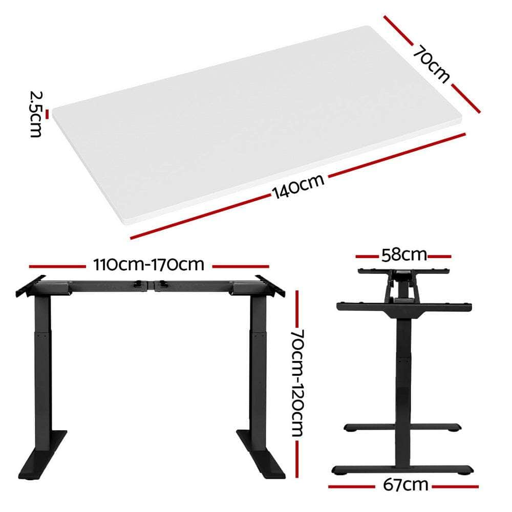 Standing Desk Motorised Dual Motor White 140Cm