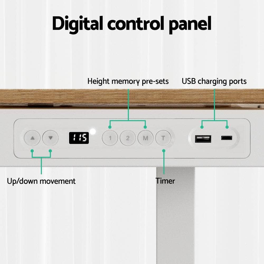 Standing Desk Motorised Electric Dual Motor Draw 120Cm Oak