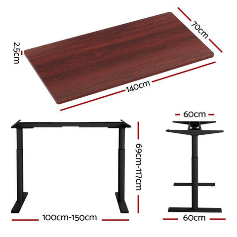 Standing Desk Motorised Electric Dual Motor Walnut 140Cm