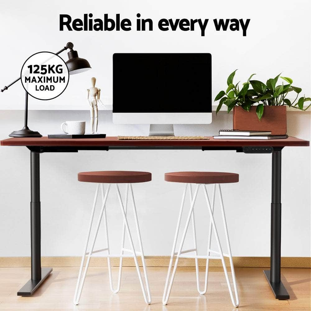 Standing Desk Motorised Electric Dual Motor Walnut 140Cm