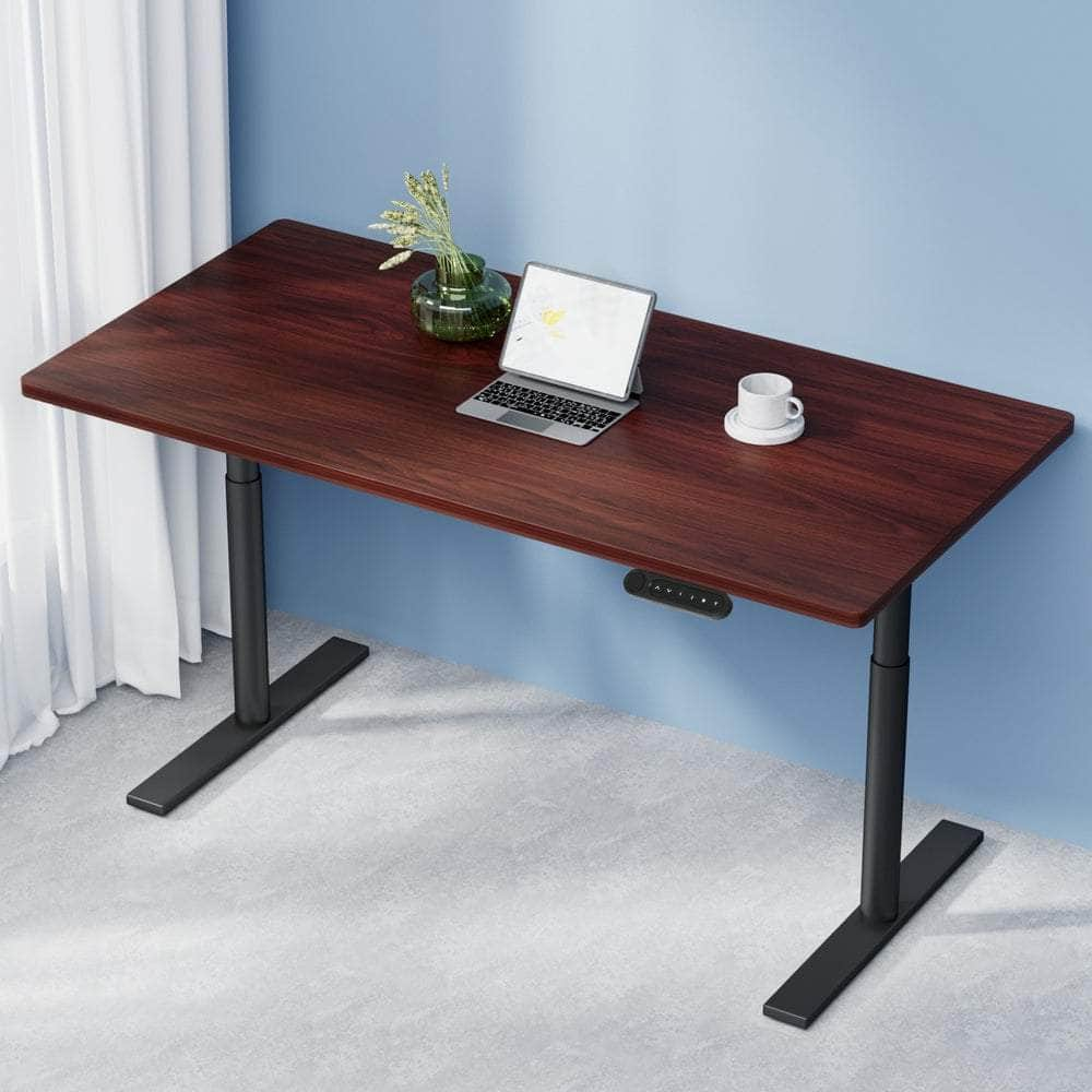 Standing Desk Motorised Electric Dual Motor Walnut 140Cm