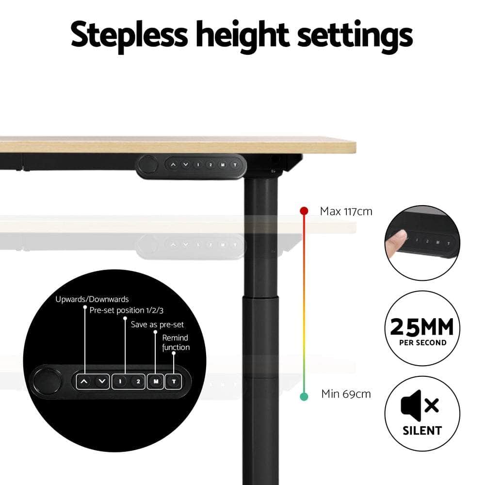 Standing Desk Motorised Electric Dual Motor White Oak 120CM