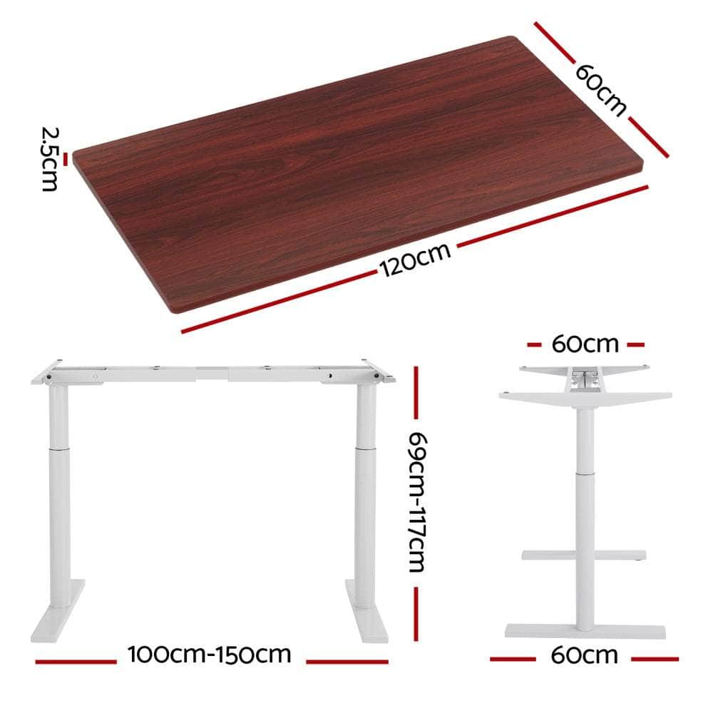 Standing Desk Motorised Electric Dual Motor White Oak 120CM