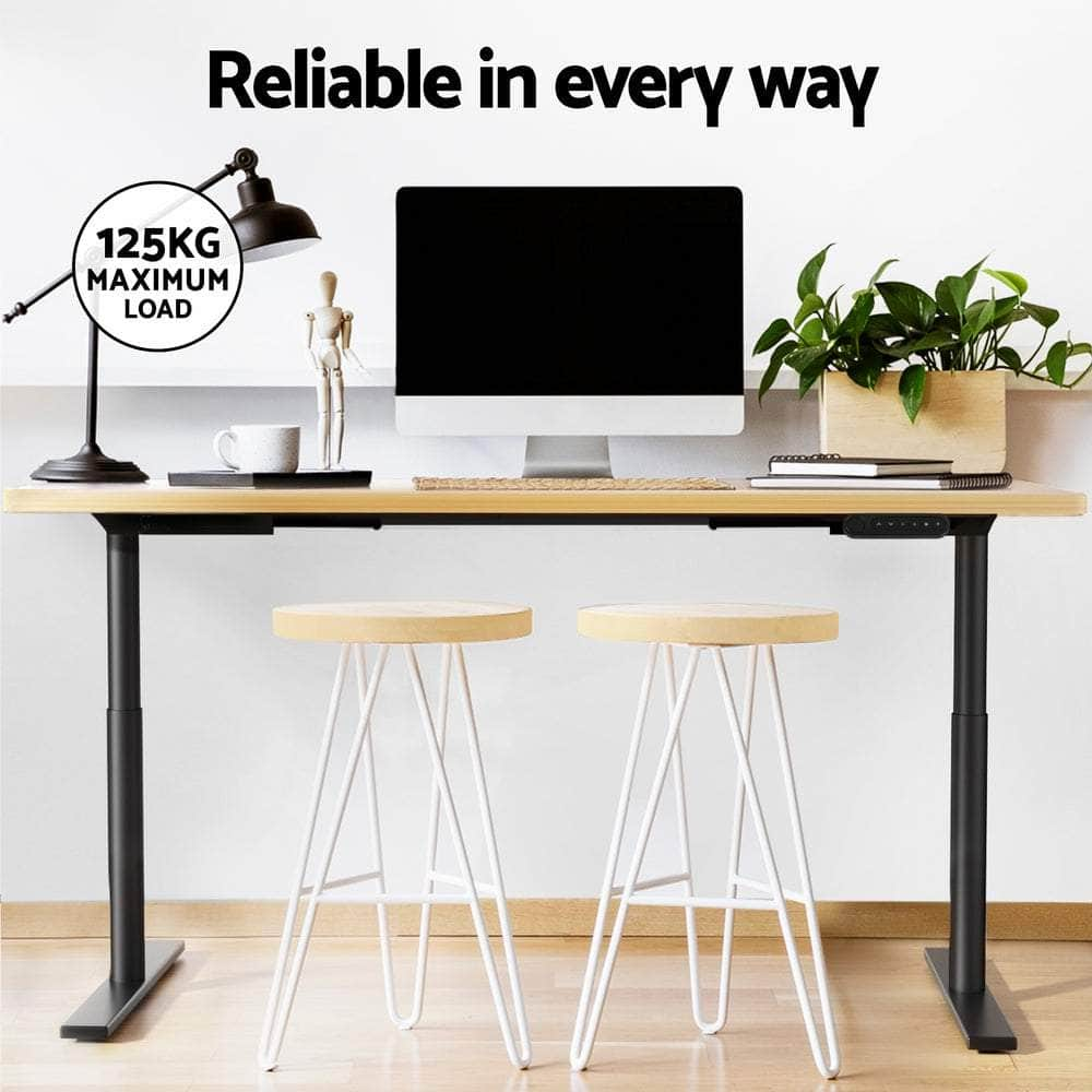 Standing Desk Motorised Electric Dual Motor White Oak 120CM