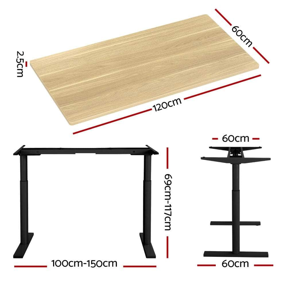 Standing Desk Motorised Electric Dual Motor White Oak 120CM