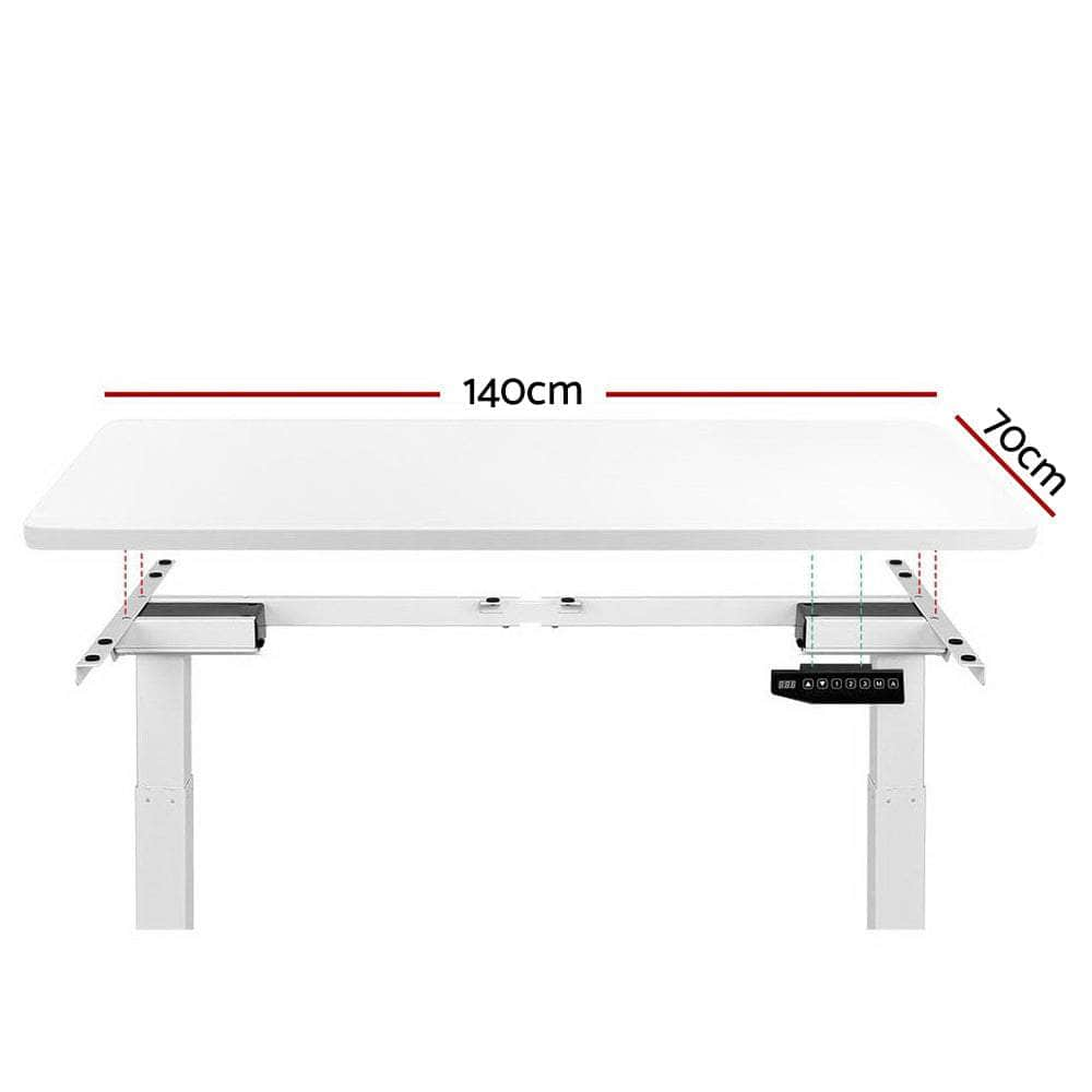 Standing Desk Motorised Sit Stand Table Height Adjustable Computer Laptop Desks Dual Motors 140cm White