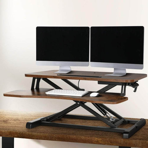 Standing Desk Riser Height Adjustable Rustic Brown 80Cm