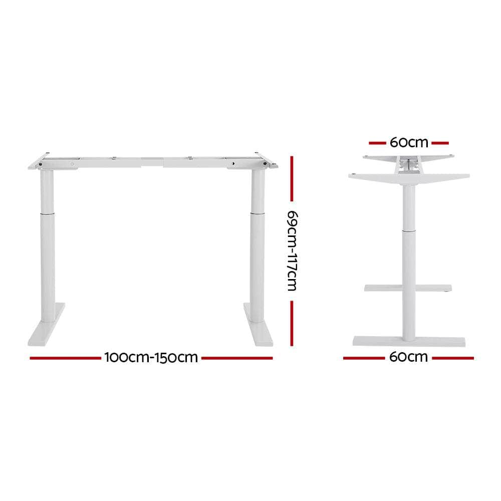 Standing Desk Sit Stand Motorised Adjustable Frame Only Dual Motor White