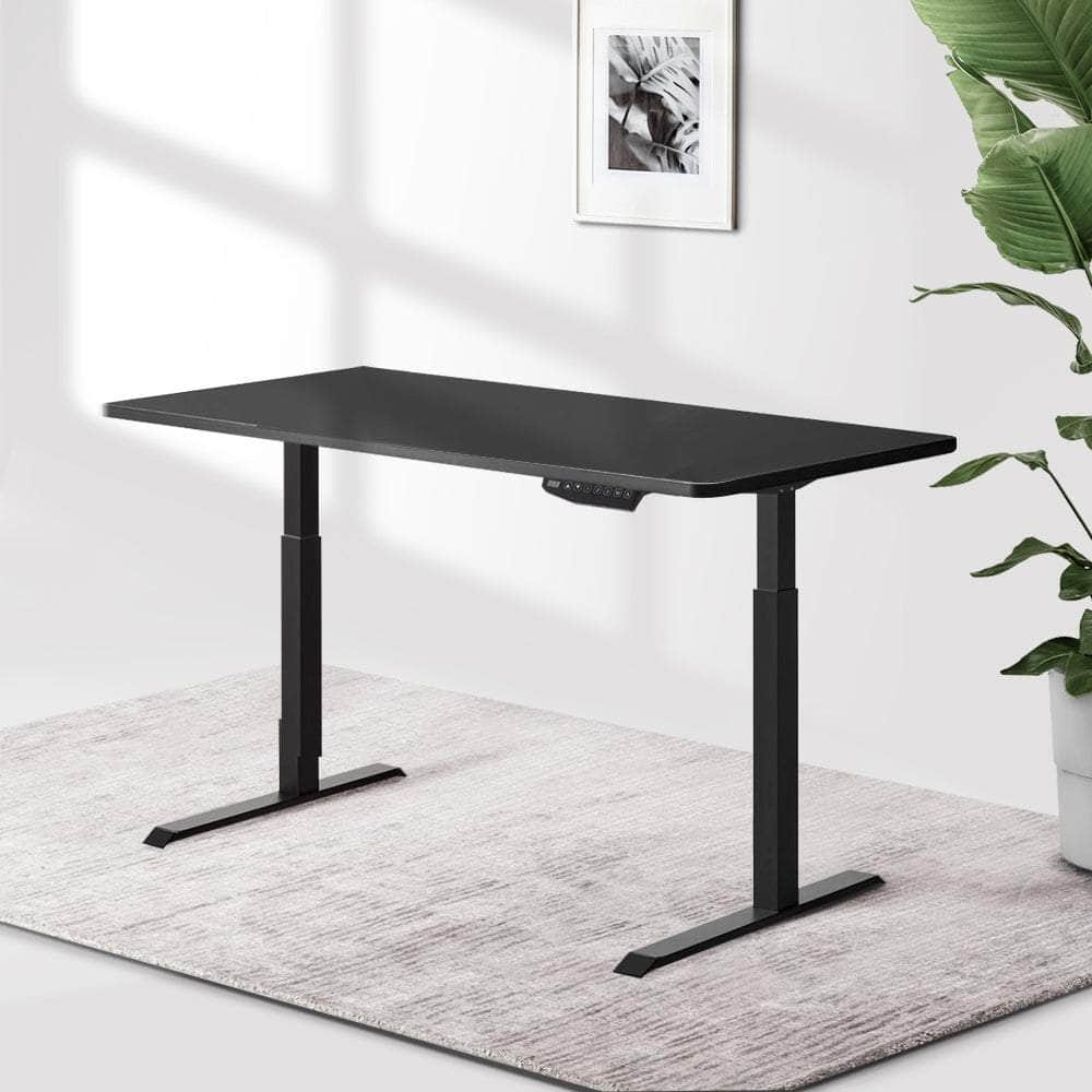 Standing Desk Sit Stand Riser Motorised Electric Computer Laptop Table Height Adjustable Dual Motor Black