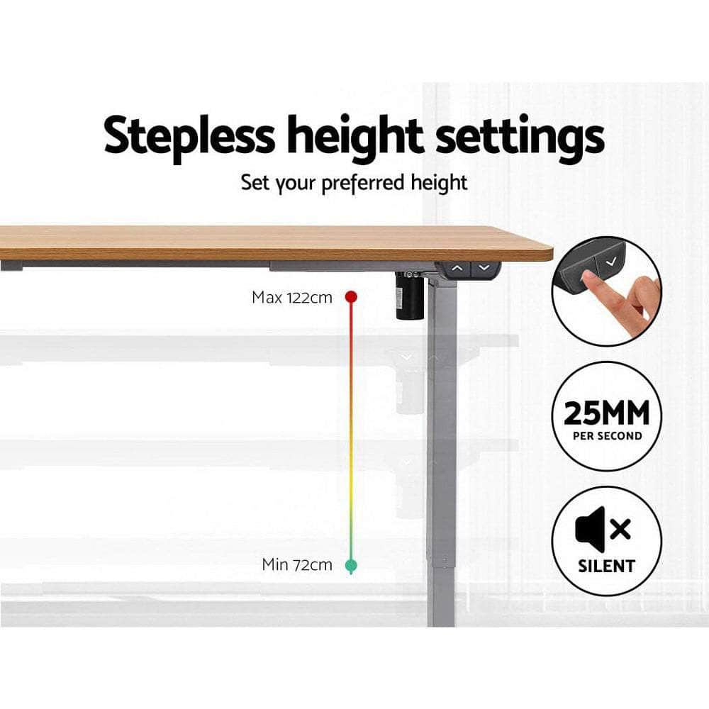 Standing Desk Sit Stand Table Height Adjustable Motorised Electric Frame Riser 120cm Desktop