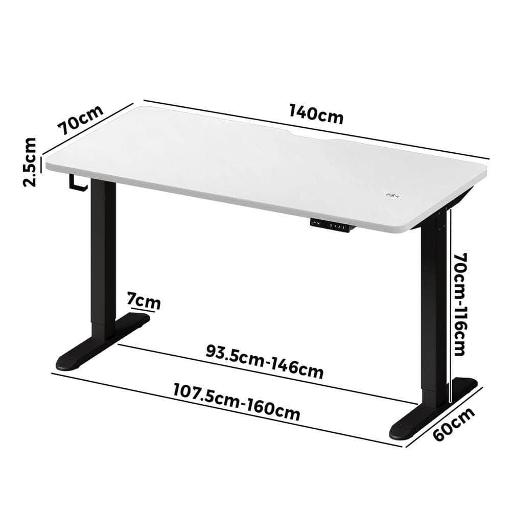 Standing Desk Wireless Charging Dual Motor 140CM Black/White