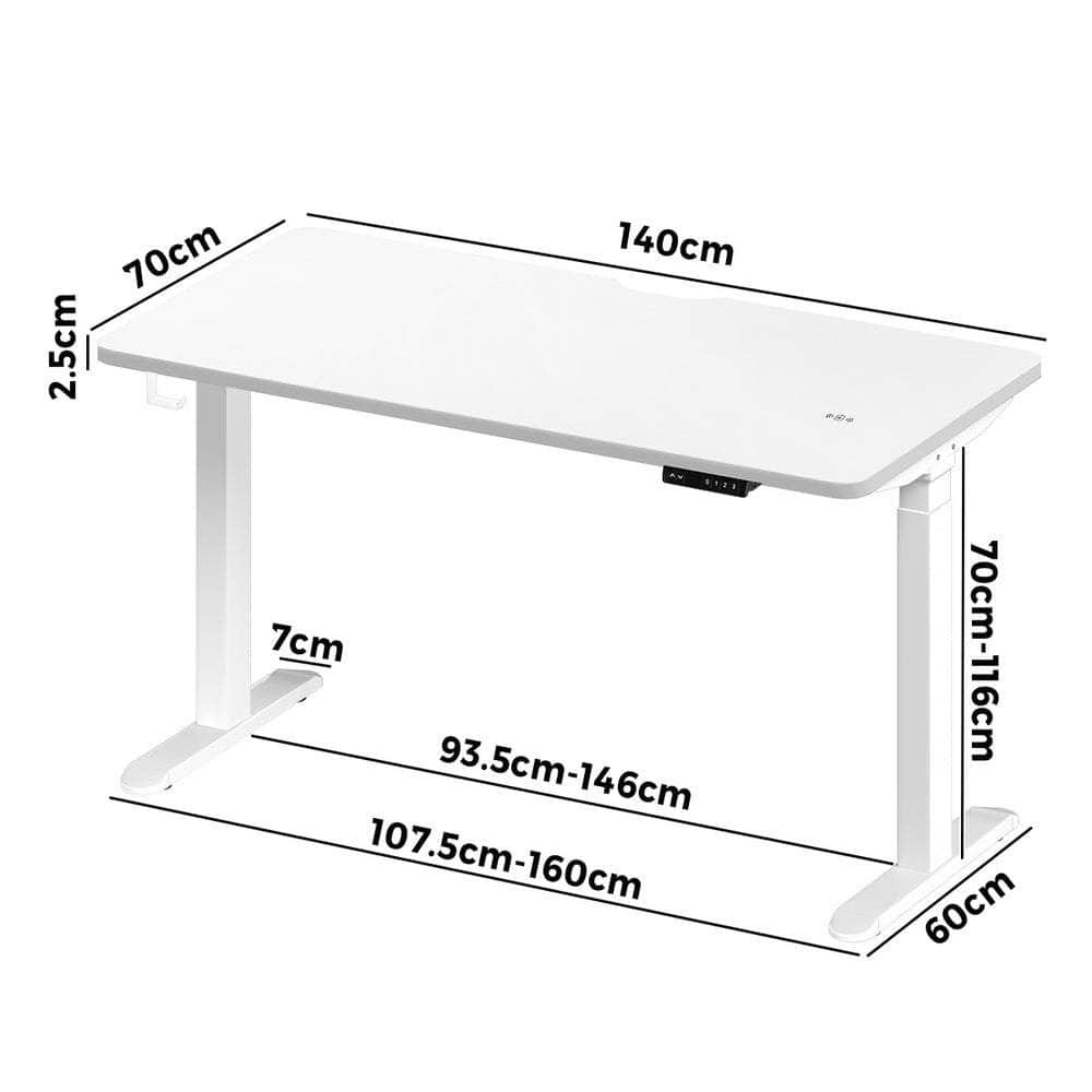 Standing Desk Wireless Charging Dual Motor 140CM Black/White