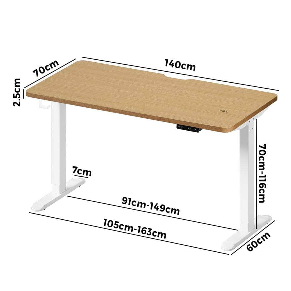 Standing Desk Wireless Charging Single Motor 140CM Black/White