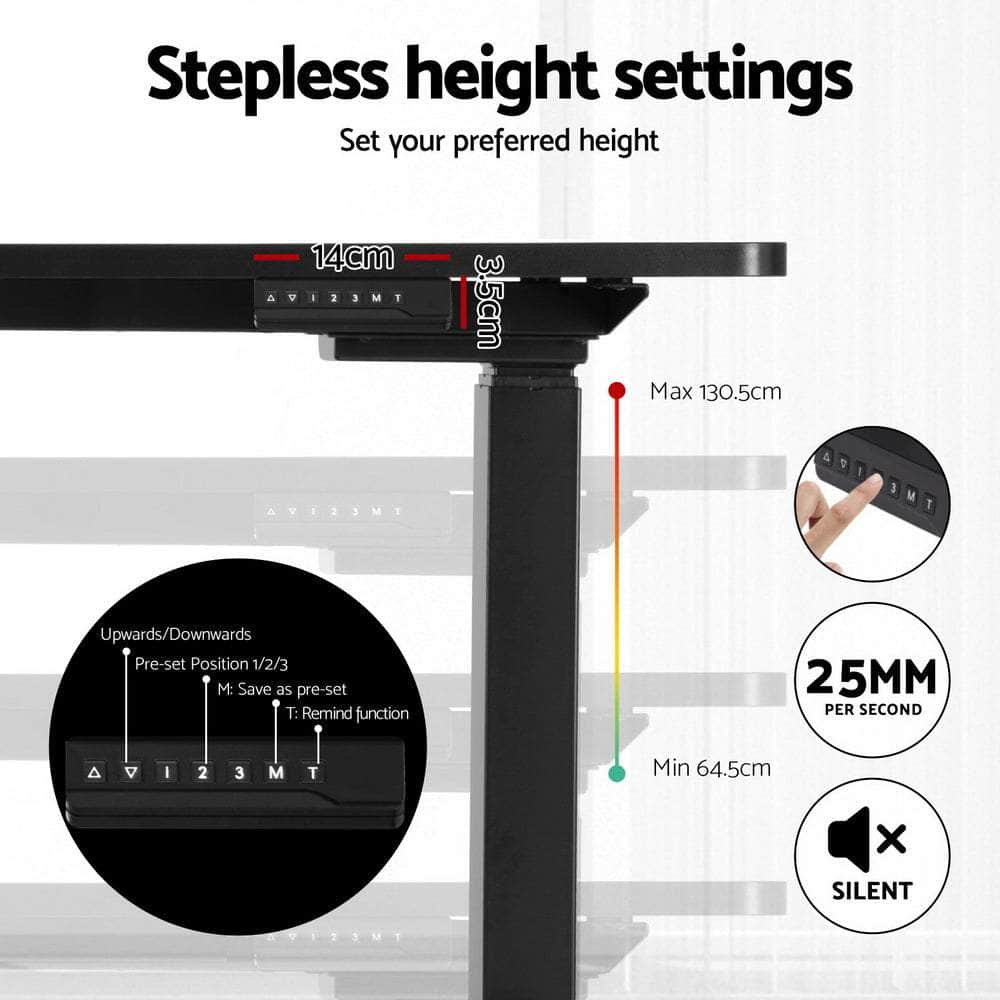 Standing Desks L-shape Motorised 160CM Black