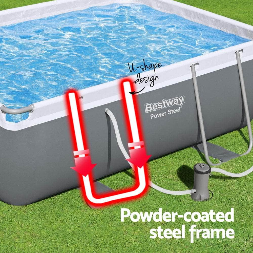 Steel Frame Above Ground Pool 282x196x84cm w/ Pump