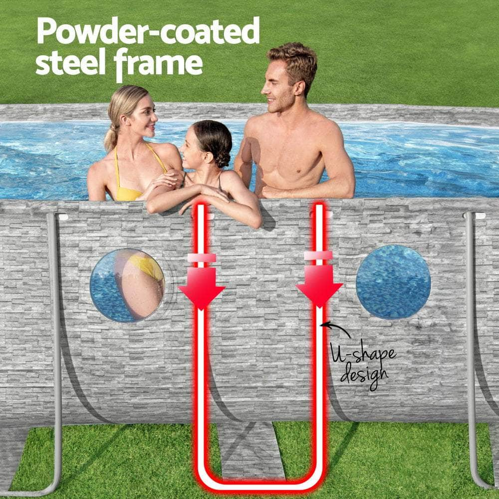 Steel Frame Above Ground Pool 549x274x122cm with Filter Pump Ladder