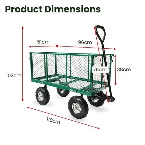 Steel Mesh Garden Trolley Cart - Green