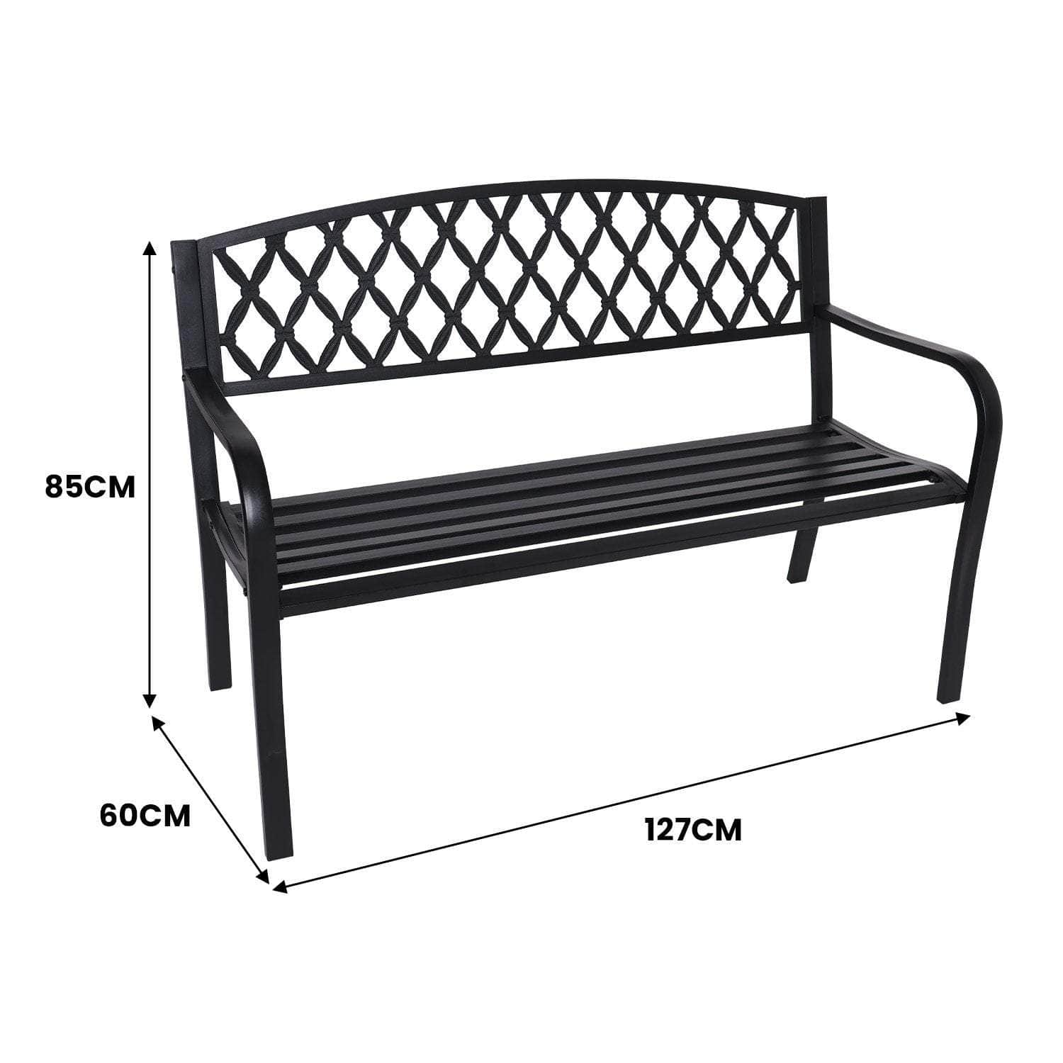 Steel Outdoor Garden Bench - Diamond