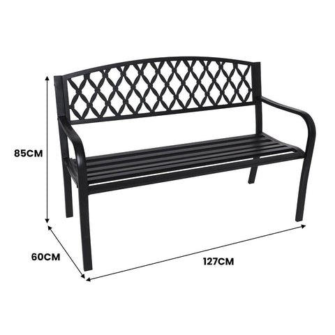 Steel Outdoor Garden Bench - Diamond