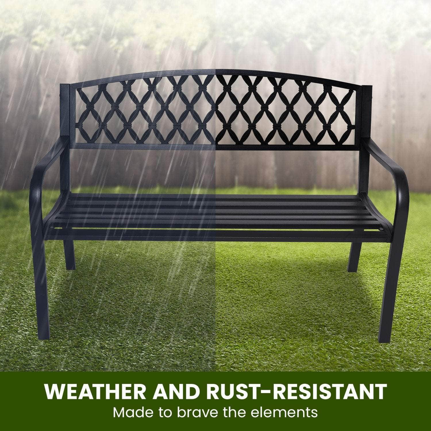 Steel Outdoor Garden Bench - Diamond