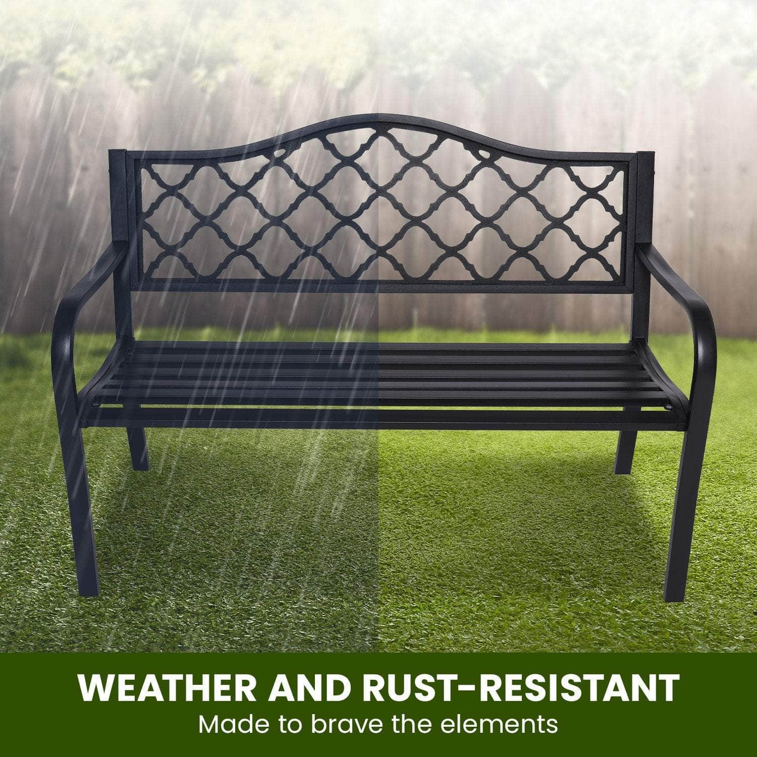 Steel Outdoor Garden Bench - Elegant