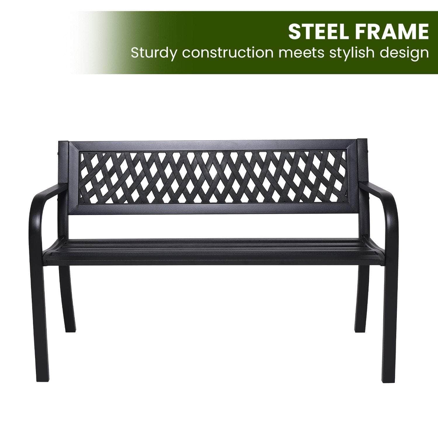 Steel Outdoor Garden Bench - Lattice