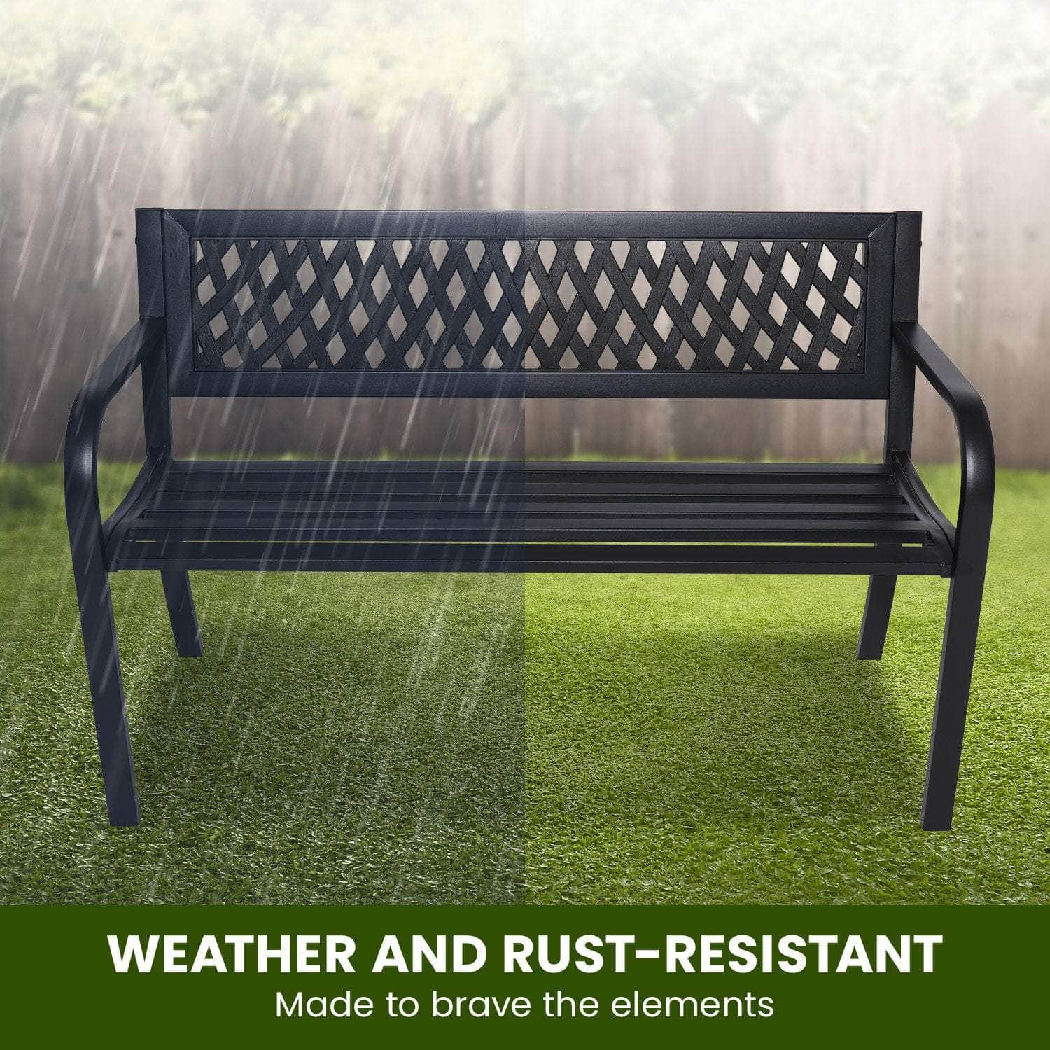 Steel Outdoor Garden Bench - Lattice