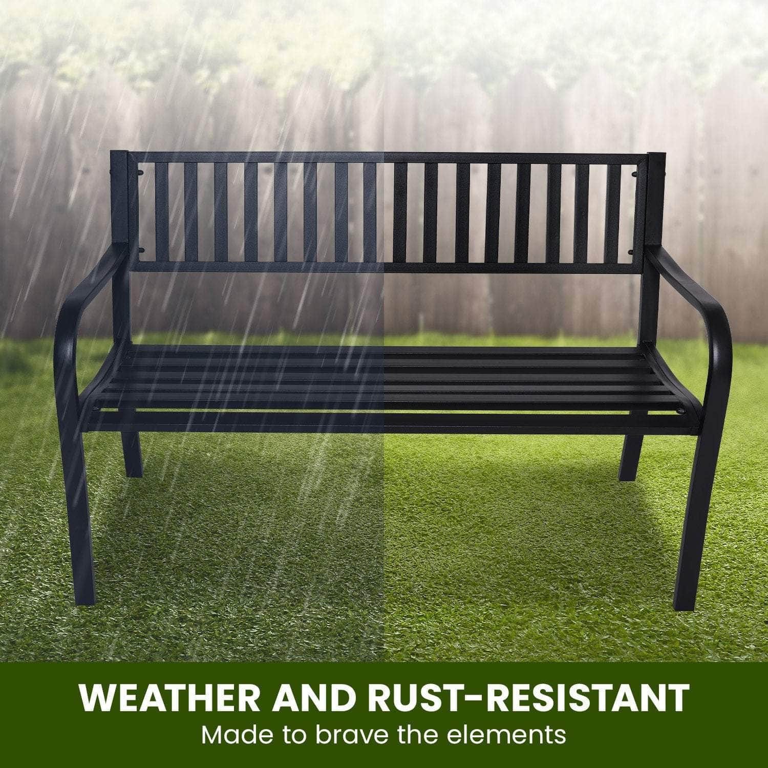 Steel Outdoor Garden Bench - Modern