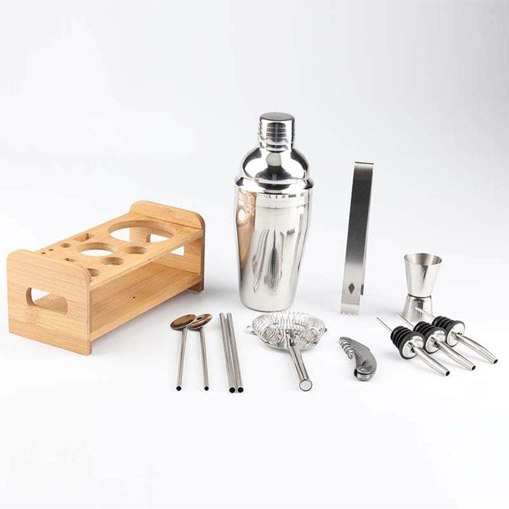 Steel Shaker Cocktail Bar Set Kit With 13 Pieces Bar Utensils