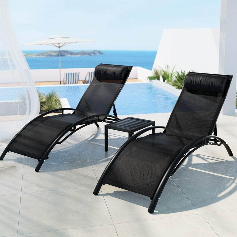 Steel Table Chairs Patio Furniture Garden Lounger