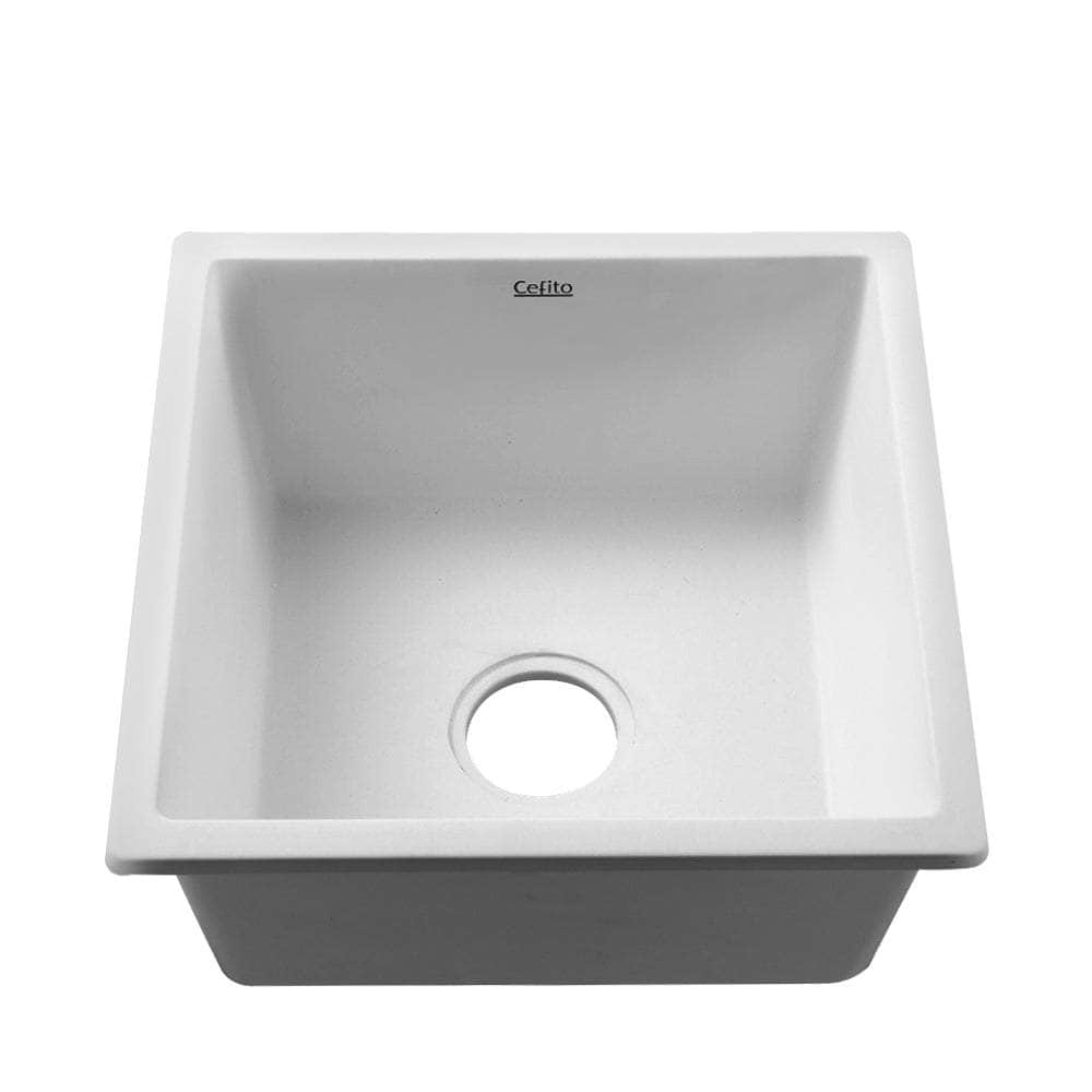 Stone Kitchen Sink 450X450Mm Granite Under/Topmount Basin Bowl Laundry White