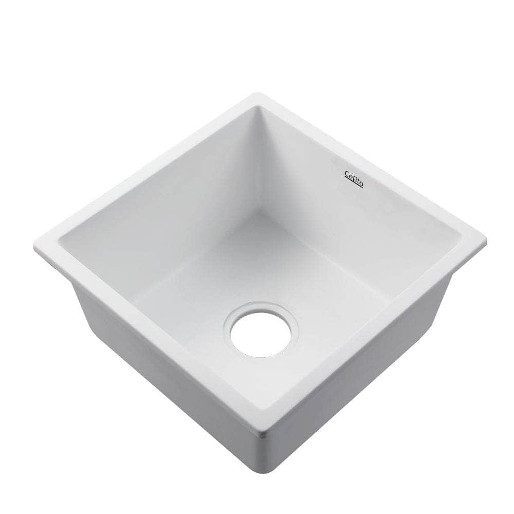 Stone Kitchen Sink 450X450Mm Granite Under/Topmount Basin Bowl Laundry White