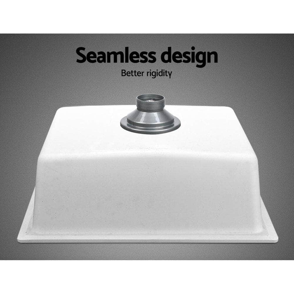 Stone Kitchen Sink 460X410Mm Granite Under/Topmount Basin Bowl Laundry White