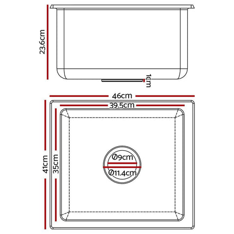 Stone Kitchen Sink 460X410Mm Granite Under/Topmount Basin Bowl Laundry White