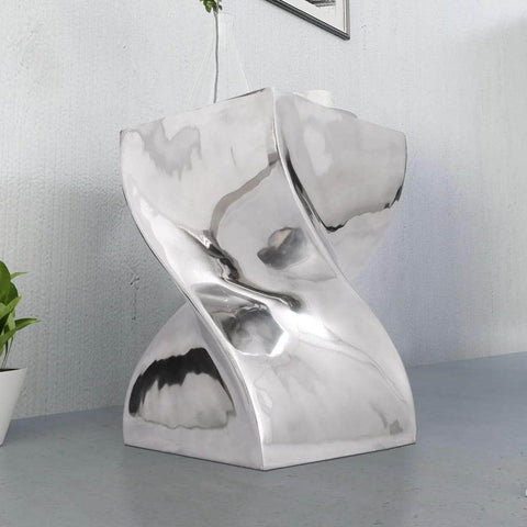 Stool/Side Table Twisted Shape Aluminium Silver