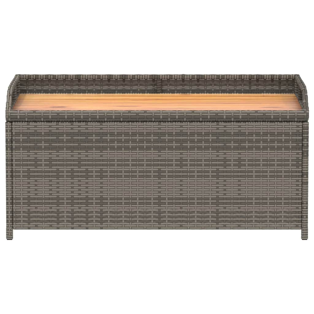 Storage Bench Grey Poly Rattan and Acacia Wood