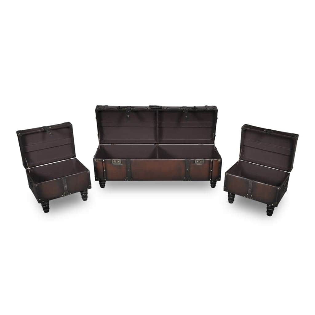 Storage Bench Set 3 pcs Brown