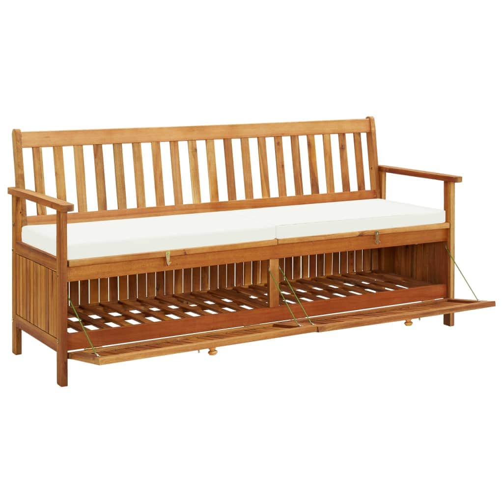 Storage Bench with Cushion 170 cm Solid Acacia Wood