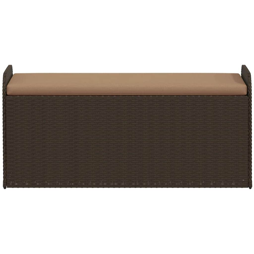 Storage Bench with Cushion-Brown Poly Rattan