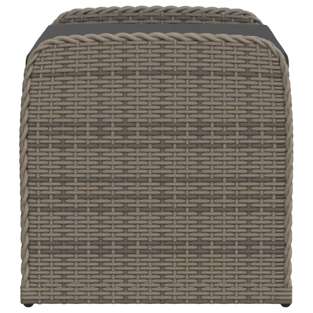 Storage Bench with Cushion Grey Poly Rattan