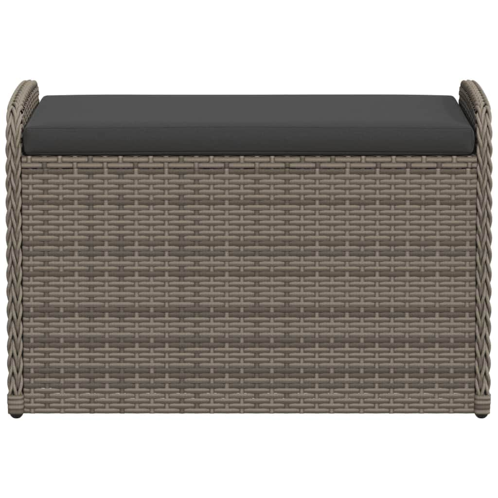 Storage Bench with Cushion Grey Poly Rattan