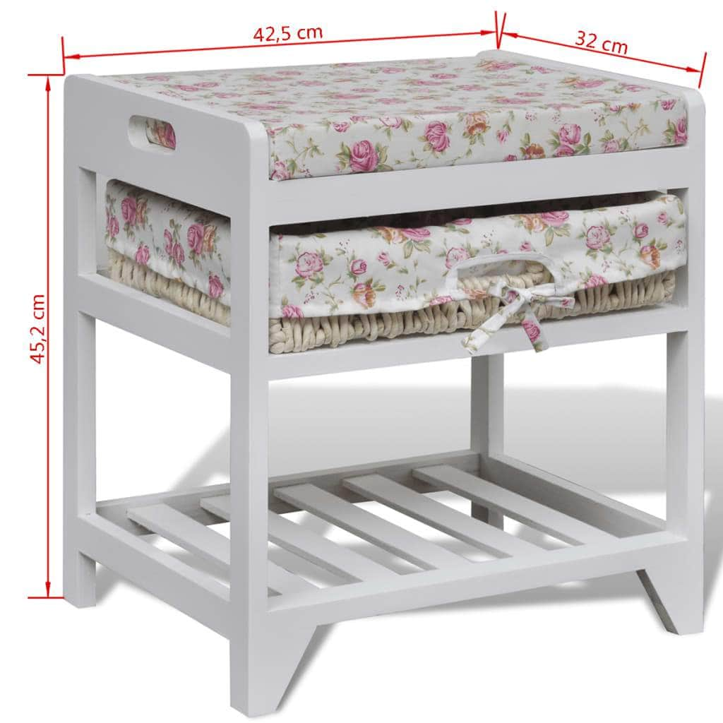 Storage Bench with Shoe Rack and Storage Basket Wood