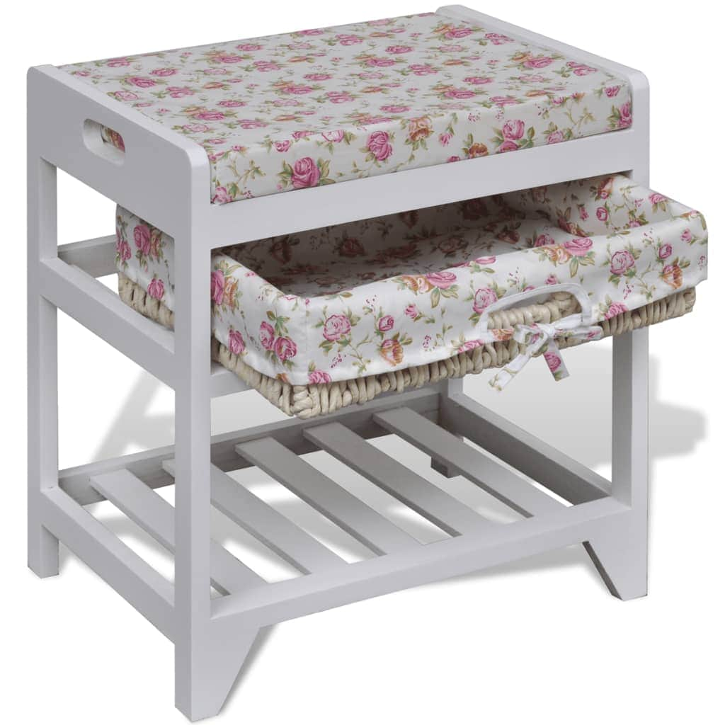 Storage Bench with Shoe Rack and Storage Basket Wood