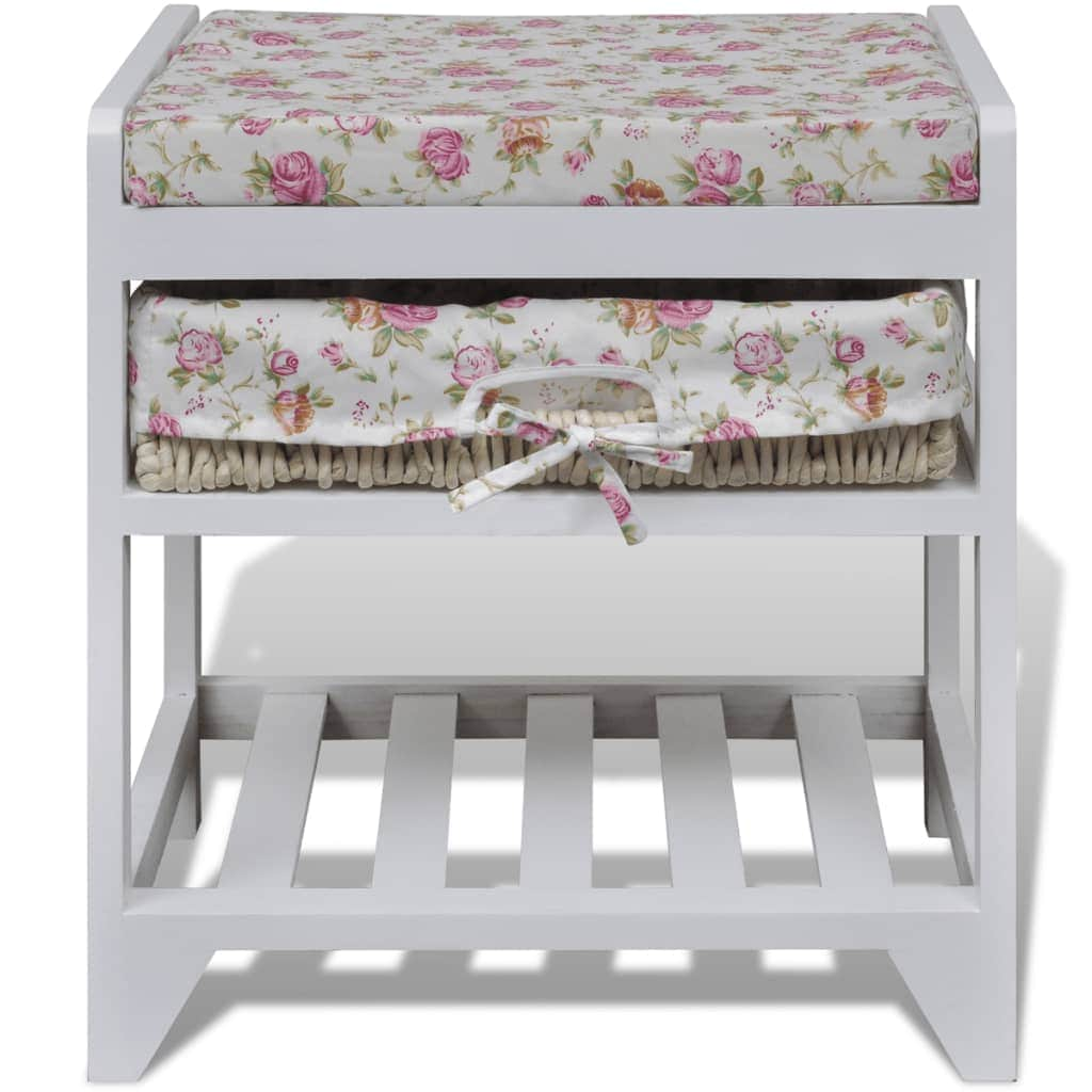 Storage Bench with Shoe Rack and Storage Basket Wood