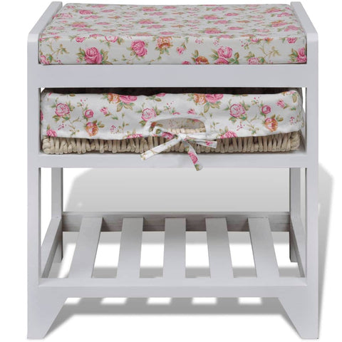 Storage Bench with Shoe Rack and Storage Basket Wood