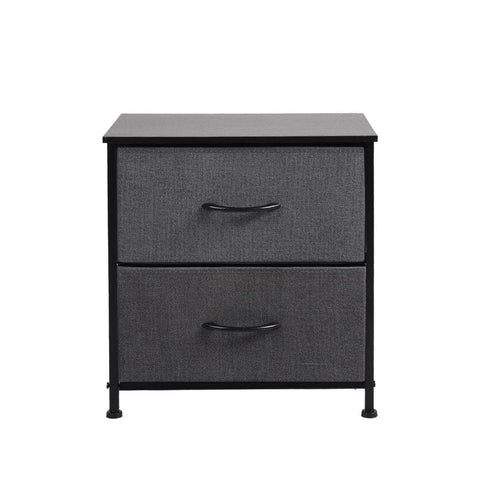 Storage Cabinet Chest of 2 Drawers Dark Grey