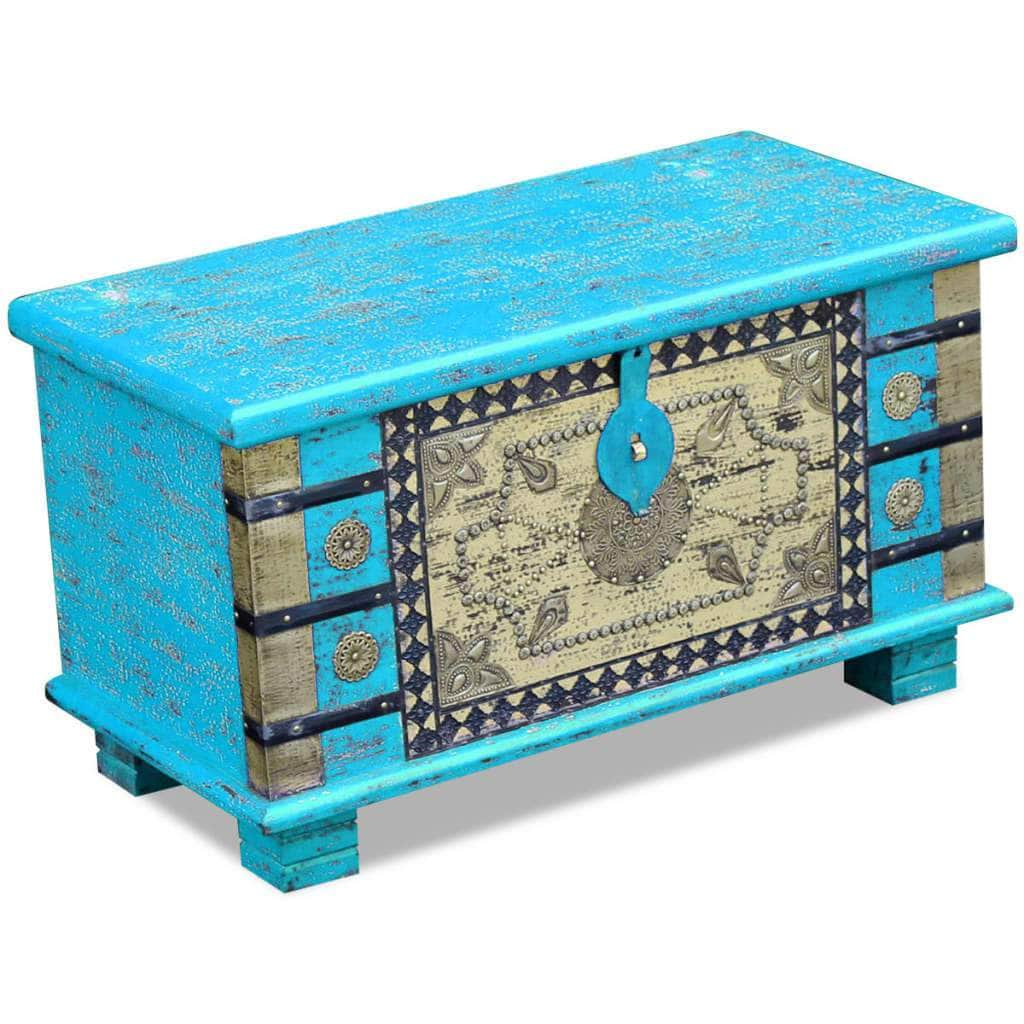 Storage Chest Blue Mango Wood