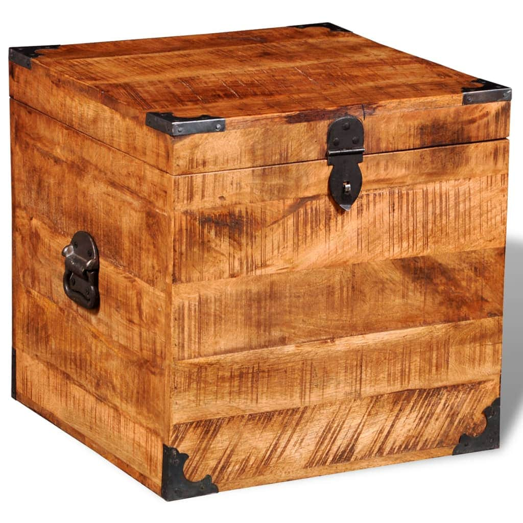 Storage Chest Cubic Rough Mango Wood