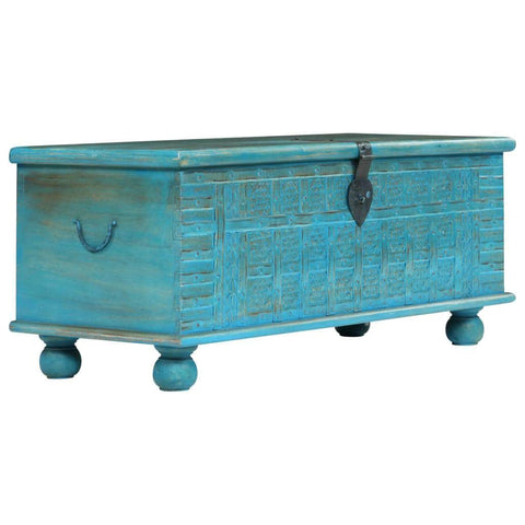 Storage Chest Solid Mango Wood Blue