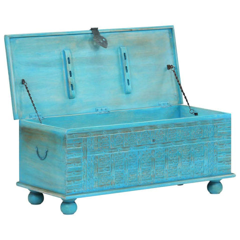 Storage Chest Solid Mango Wood Blue